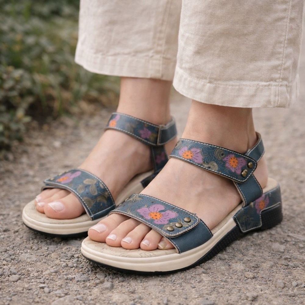Spring Step L’Artiste‎ Cattlina Leather Sandals Floral Women’s EU 41 US 10–10.5
